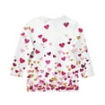 thumbnail image 5 of Girls Red Cold Shoulder Top, 3/4 Sleeve Heart Print Shirt with Glitter, Soft Stretch Casual Blouse for Girls Ages 4-12,Size 10-11T, 5 of 5