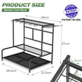 thumbnail image 5 of Garden Tool Organizer Rack Up to 39 Tools, Heavy-Duty Steel Yard Tool Organizer for Garage Storage with 12 Hooks, Broom Holder & Garden Tool Rack for Shed, Patio, Outdoor Storage, Black, 5 of 8