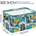 thumbnail image 4 of Coolnut Summer Pattern Storage Basket Foldable Storage Bin 2 Pack, Canvas Rectangular Storage Basket with Leather Handles for Home Closet & Office Decor Gifts, 4 of 7