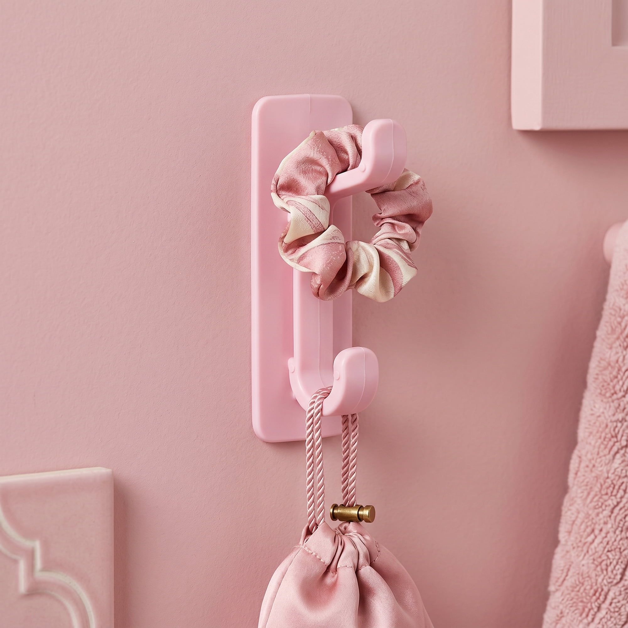 Unique Bargains 8Pcs Utility Hooks ABS Durable Wall Hooks Pink