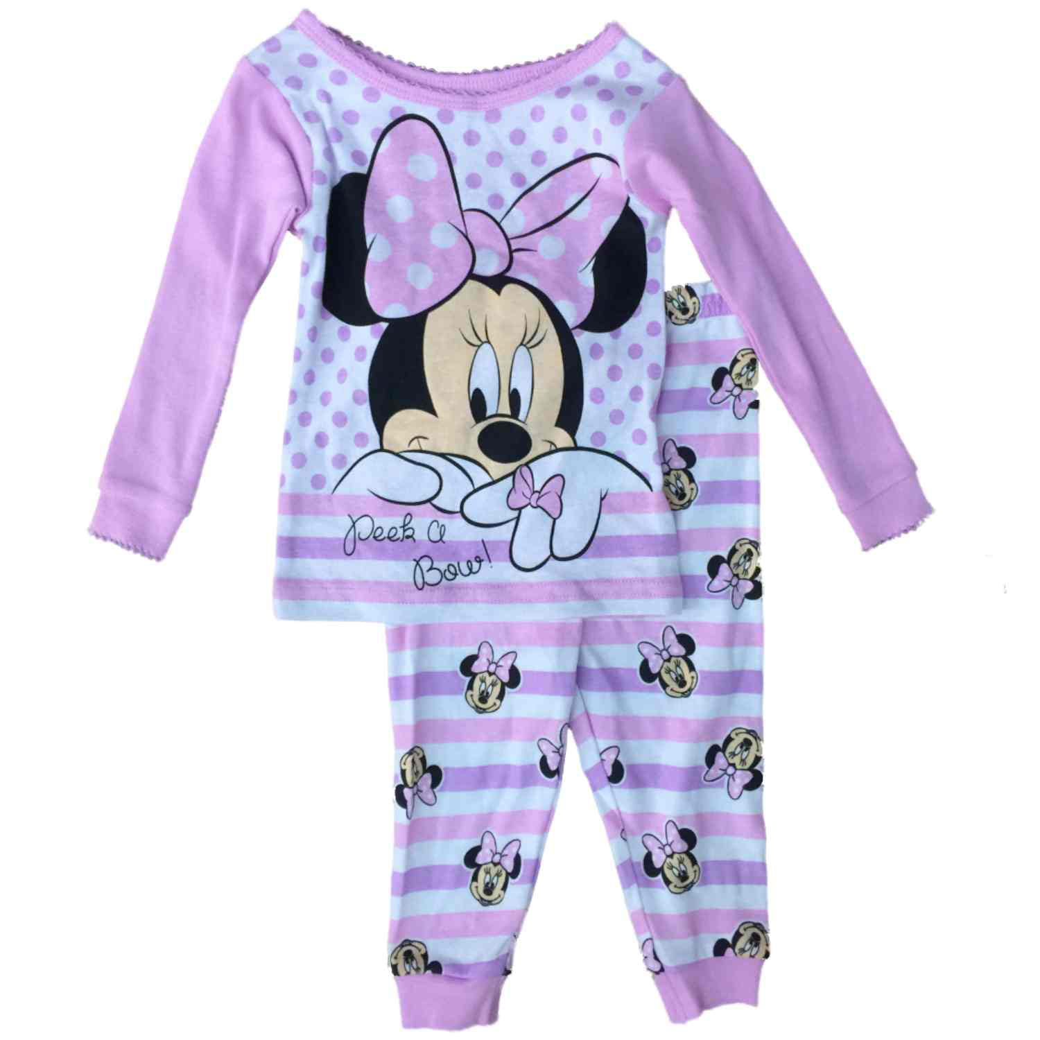 Girls Minnie Mouse Pyjama Set 'Peek-A-Boo' Choose Size 