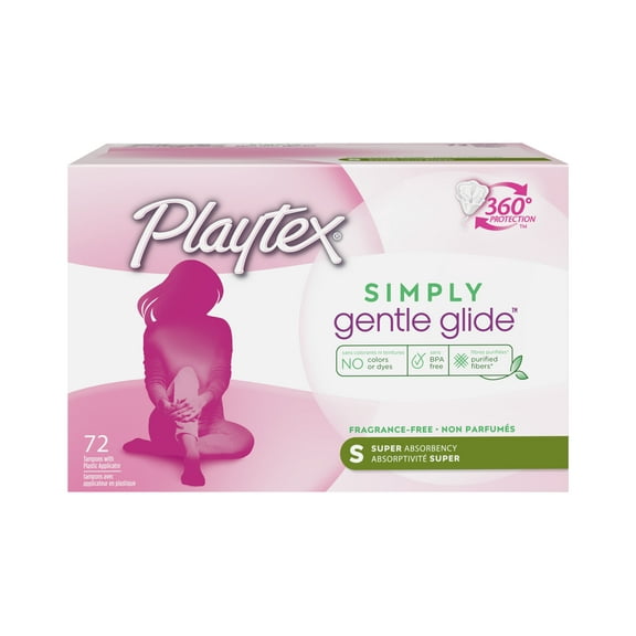 Playtex Simply Gentle Glide Tampons, Unscented, Super, 72 Ct