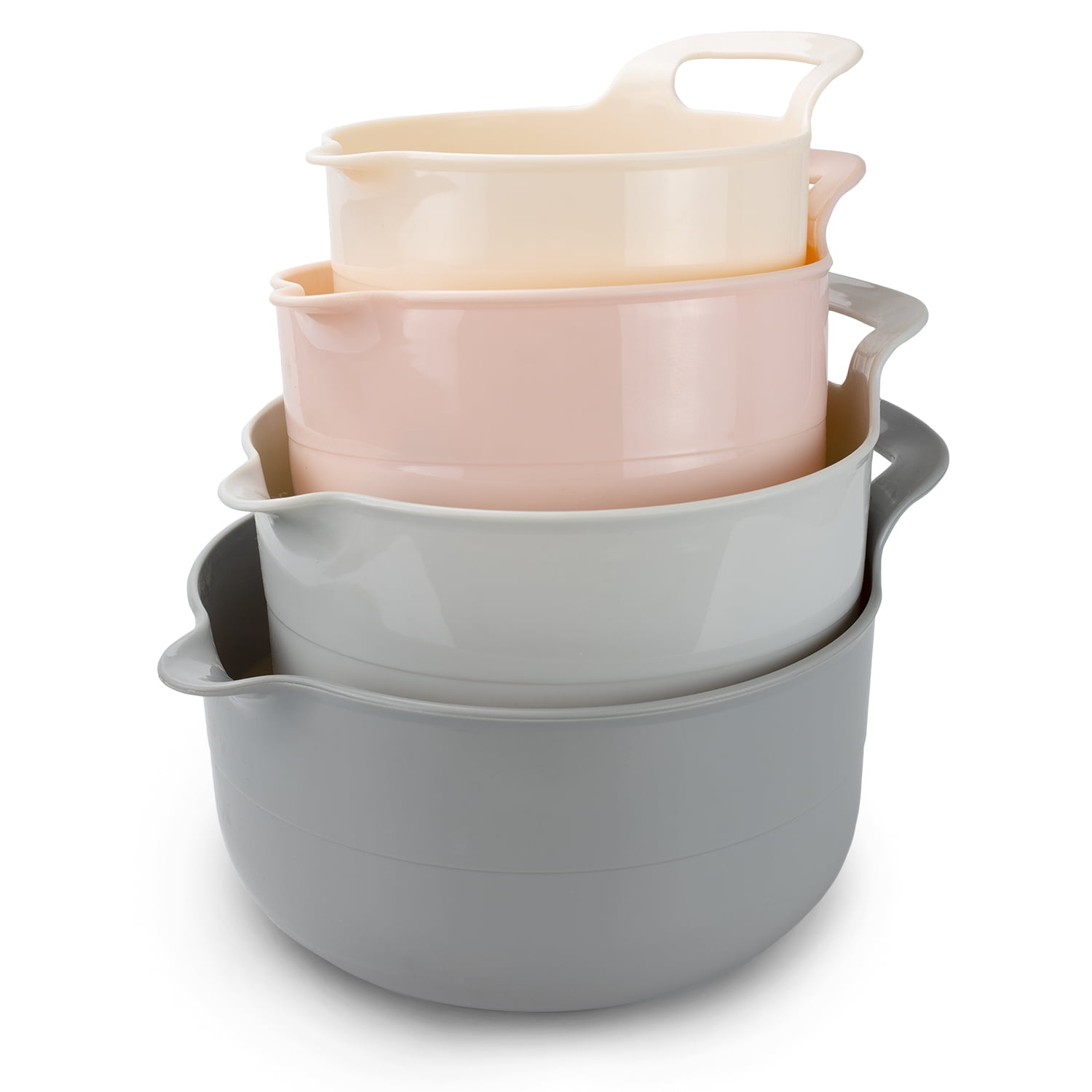 Cook with Color Mixing Bowls - 4 Piece Plastic Mixing Bowl Set with Pour Spouts and Handles