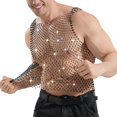 thumbnail image 5 of UVEASISHA Men's Sleeveless Party Shirts Sparkly Mesh Rhinestone Tank Tops Sheer See Through Fishnet Shirt for Festival Nightclub Wear Black XXL, 5 of 6