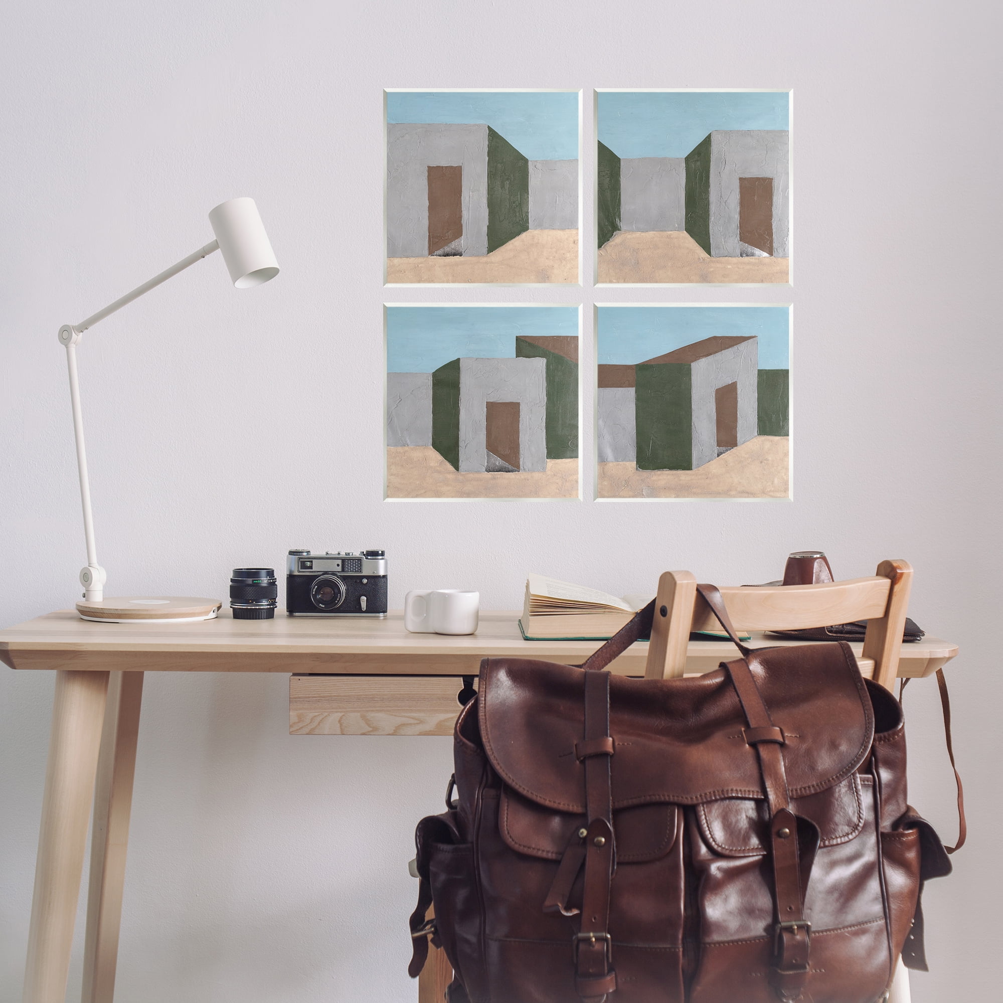 Stupell Industries Desert Modular Houses Buildings & Architecture Painting Unframed Art Print Wall Art, 12 x 12, Set of 4