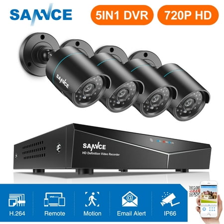 SANNCE 8CH 1080N AHD DVR 4pcs 720P IR outdoor CCTV Home Security System Cameras Surveillance Video kits-No Hard Drive