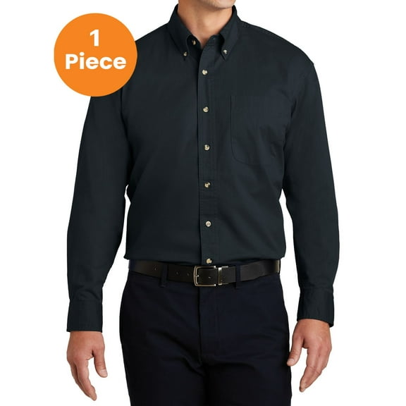 Port Authority S600T Long Sleeve Twill Shirt, Classic Navy, S, Mens Dress Shirts