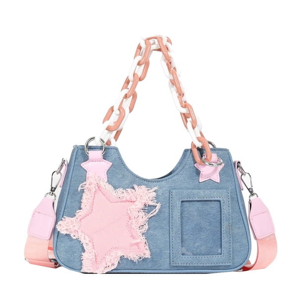 Bolso Hombro Y2K Star Denim para Mujeres Uso Diario Y Desplazamientos