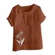 thumbnail image 4 of Karight Womens Cotton Gauze Shirt Dandelion Print Summer Beach Blouse Short Sleeve Casual Loose Comfy Tunic Tops Plus Size, 4 of 4
