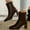 Brown, variant on Women Elegant Platform Boots Chunky Heel Pumps Shoes Fall Winter Casual Booties Brown 7.5(40)