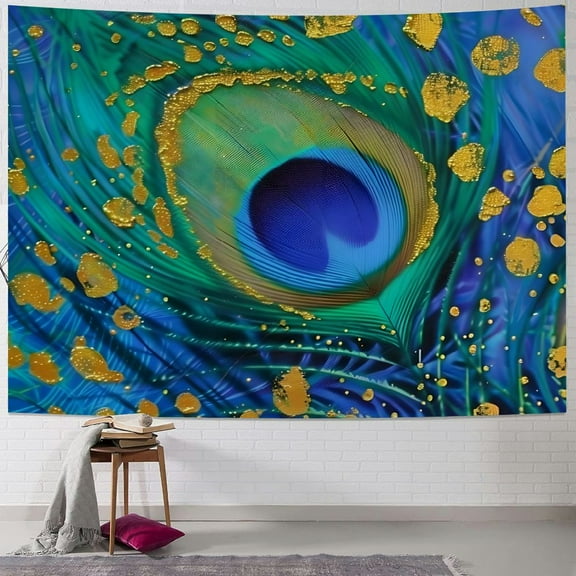 Autua Peacock Feather Tapestry Wall Hanging Unique Style Graphic Tapestries Home Wall Decor Art Living Room Bedroom Dorm Decorations 4 Sizes 40x30inch