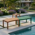 thumbnail image 4 of Hommoo Outdoor Acacia Wood Curved Bench Set of 2, Backless Patio Stools for Porch, Deck & Fire Pit Seating, Natural, 4 of 6