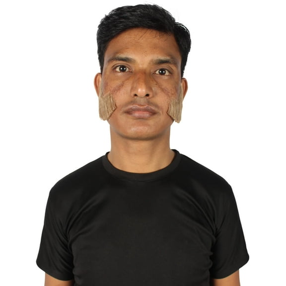 HPO Adult Men's Fake Facial Hair Mutton Chops Side Burns Set | Color Mixed Brown