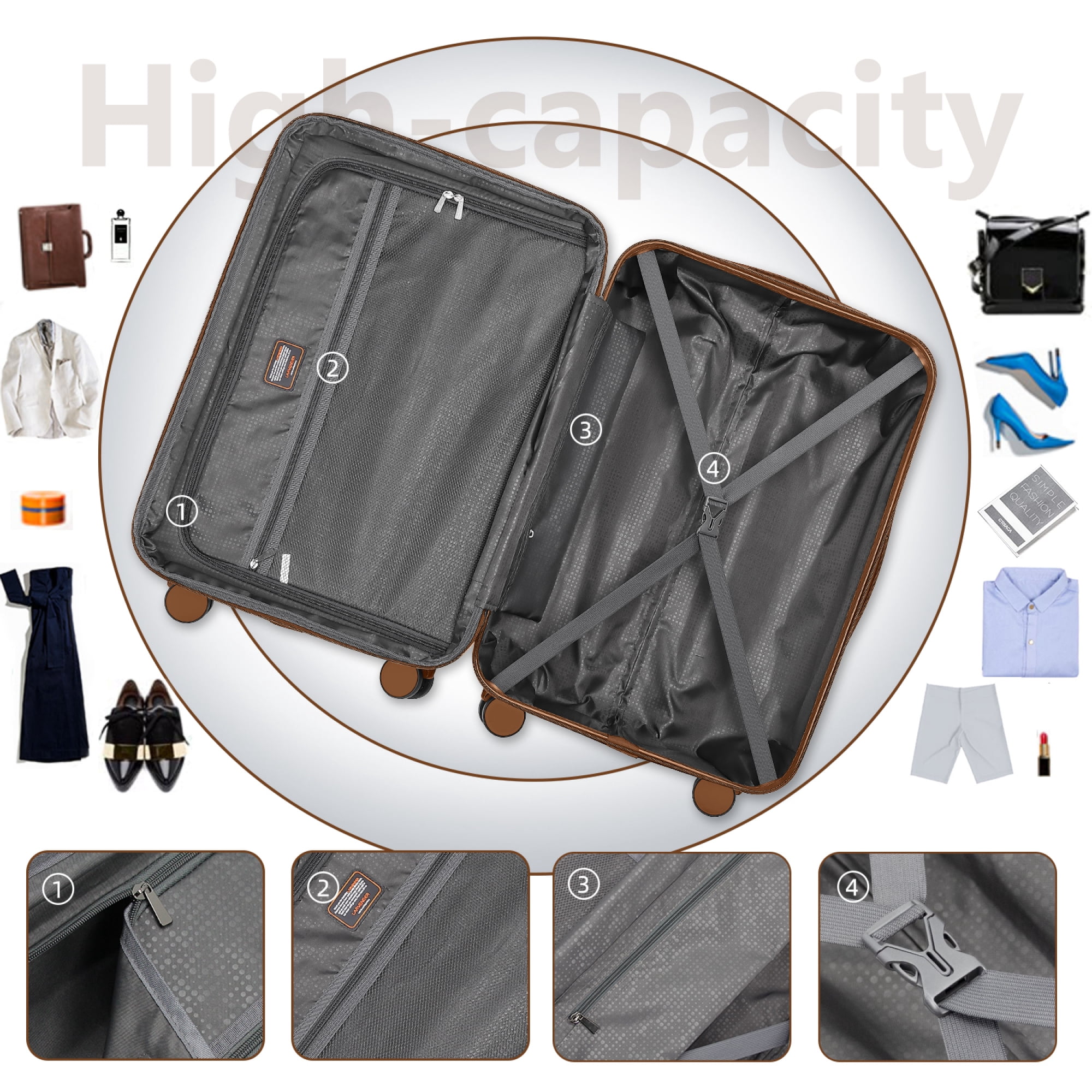 6-Piece Expandable Hardside Luggage Set with Spinner Wheels & TSA Lock - Includes Duffel Bags,Navy blue