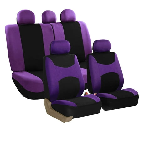 Purple Car Seat Cover - FH Group Light & Breezy Purple and Black Airbag Compatible and Split Bench Full Set Seat Covers