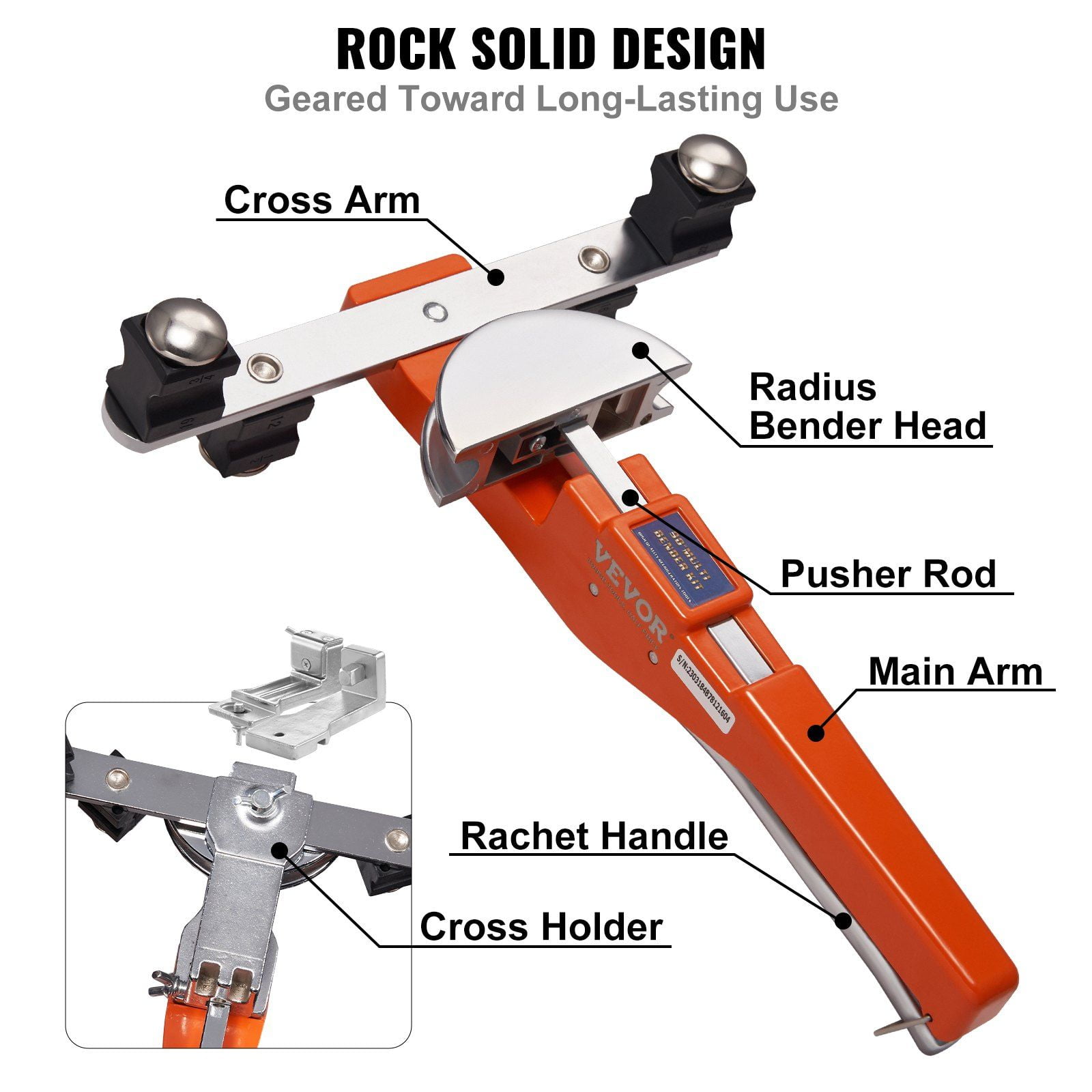7-Die Tube Bender Tool Kit - Ratcheting 90° Pipe Bender for 1/4"-7/8" Tubing, HVAC & Refrigerator Repair with Pipe Cutter Included