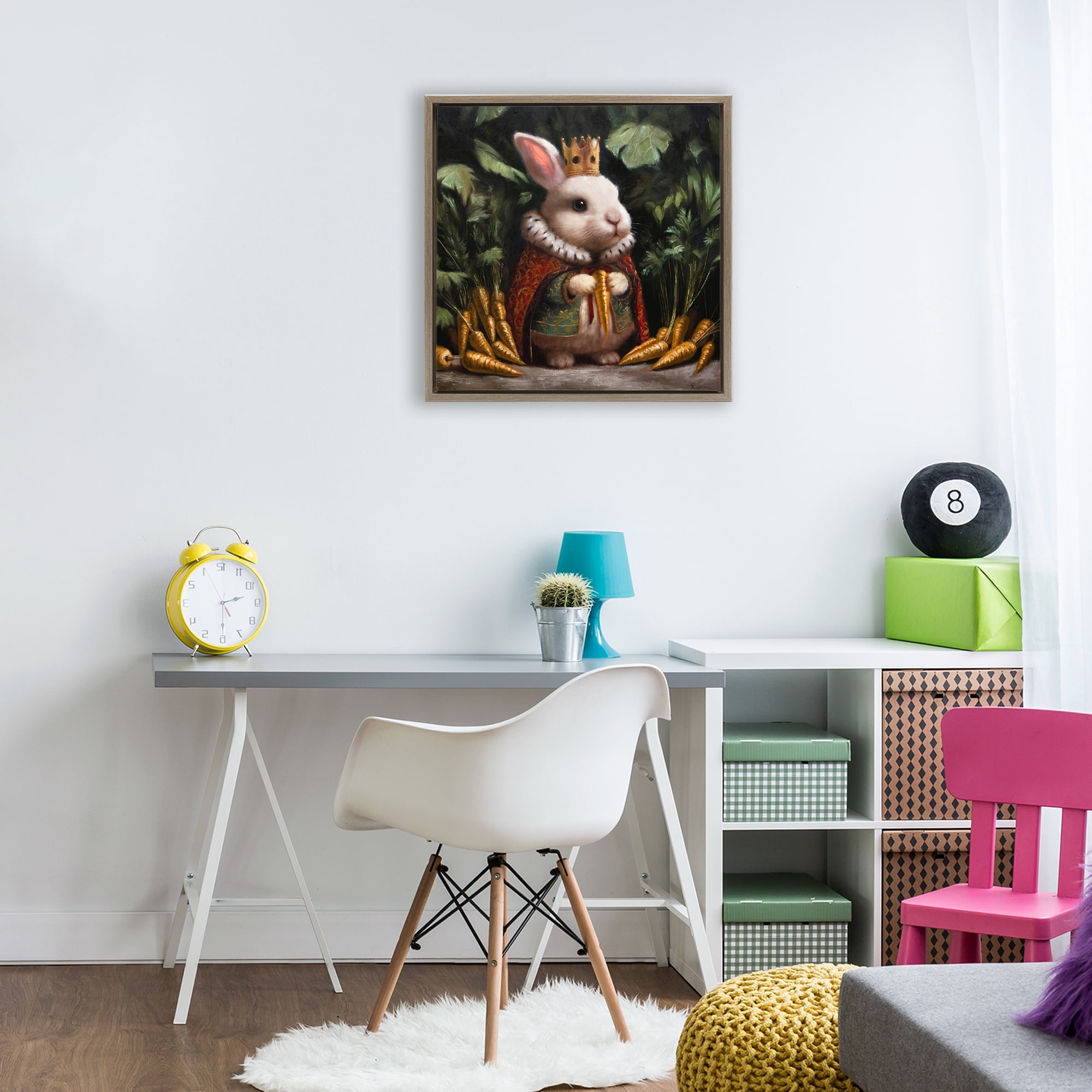 Stupell Industries Carrot Gold Royal Rabbit Brown Framed Floater Canvas Wall Art, design by Lucia Heffernan