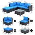 thumbnail image 3 of Patio Conversation Set, 6 Piece PE Wicker Furniture Chair Set with Glass Table, Ottoman & Cushions, All-Weather Outdoor Cushioned Sectional Sofa Chairs, Rattan Sofa Set for Patio Deck Backyard, B1318, 3 of 11