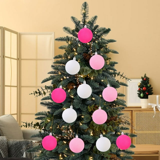 Xihbxyly Bolas Navideñas de Colores, Material Flocado Suave, Diseño Personalizable, Fáciles de Colgar, Decoración Navideña Versátil, Ambiente Festivo para El Hogar y La Oficina, Juego de 12 Piezas de