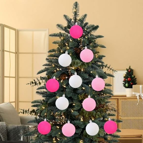 12PCS Christmas Tree Balls - Indoor Christmas Decor, Color Flocking Christmas Ball Decoration Diy Plush Ball Boxed Christmas Tree Decoration Ball Pendant Accessories