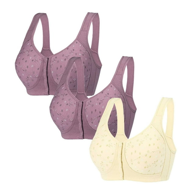 Soutiens-gorge pour Femmes, sous-Vêtements Style Débardeur Surdimensionnés à Agrafes devant pour Femmes 3 Pcs Sans Armatures, Soutien-Gorge Quotidien