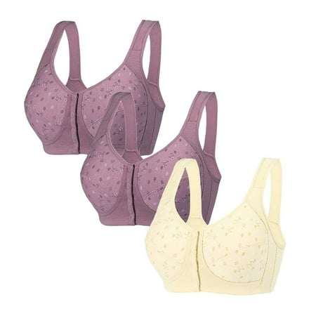 Black of Friday Deals!Clearance Staron 3PC Daisy Bras for Older Women Comfortable No Underwire Bras Wireless Soft Strap Bras Comfort Everyday Bra Daily Underwear Bras