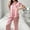 Pink, variant on Aobny Winter Womens Pajamas Satin Button Up Pink Short Sleeve Collared Valentine's Day Sets Pjs for Adult Breathable
