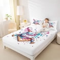 thumbnail image 3 of Castle Fairy Baseball Ice Cream Queen Sheets 4 Pieces, Sport Theme Splash Queen Sheet Sets, Pink Blue White,1 Fitted Sheet, 1 Flat Sheet and 2 Pillowcases, 3 of 6