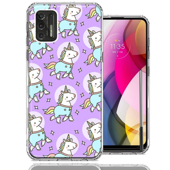 MUNDAZE For Motorola Moto G Stylus 2021 Cute Unicorns Purple Design Double Layer Phone Case Cover