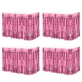 thumbnail image 1 of Faldas de mesa de flecos de papel de aluminio metálico Uxcell para fiesta Rosa, 1 of 7