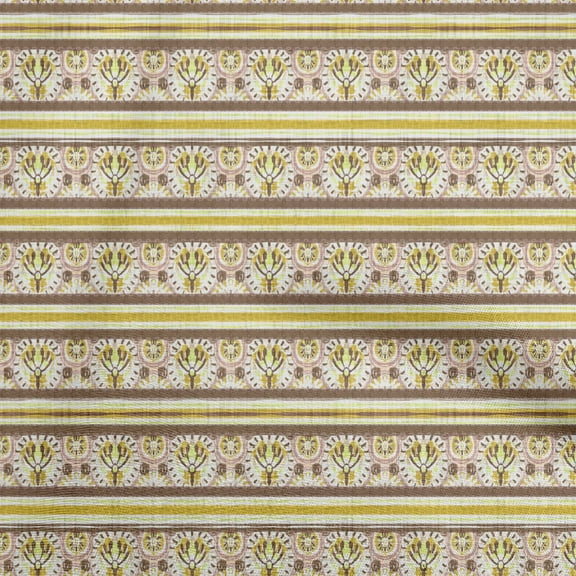 oneOone Polyester Spandex Yellow Fabric Asian Ornamental Tile Fabric For Sewing Printed Craft Fabric By The Yard 56 Inch Wide