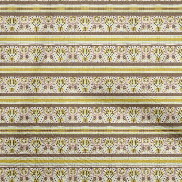 oneOone Georgette Viscose Yellow Fabric Asian Ornamental Tile Sewing Material Print Fabric By The Yard 42 Inch Wide