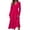 Hot Pink, variant on Women's Autumn Winter Casual V-Neck Long Sleeve Solid Color Long Dress, Army Green, Size L