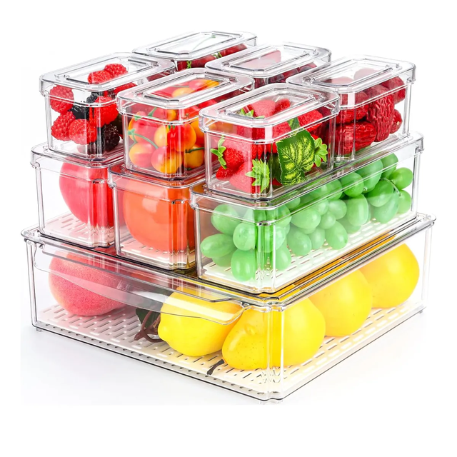 Organizador Refrigerador Cocina Set 10 Contenedores Con Tapa Xtellar blanco