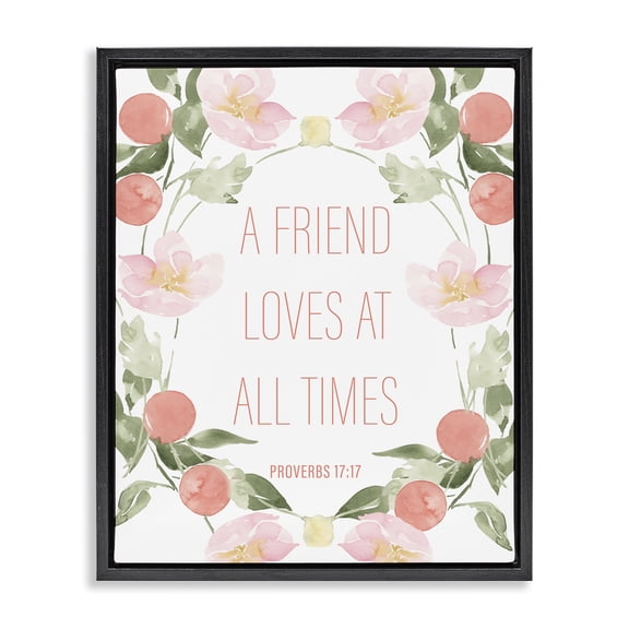 Stupell Industries A Friend Loves At All Times Black Framed Floater Canvas Wall Art, design by Lucille Price