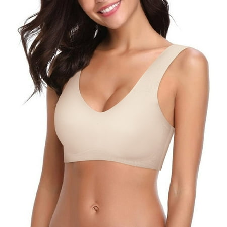 

Hunpta Sports Bras For Women Wire-Free Bralettes For Women Comfort Bra Everyday Bra V Neck Soft Lightweight Womens Basic Bra