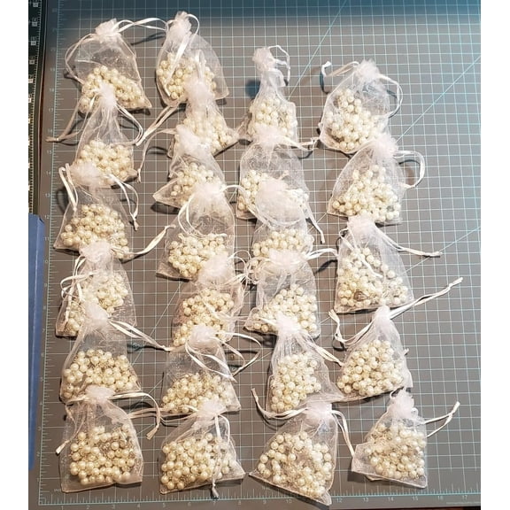 50Pcs white faux pearl Rosaries gold tone Cross Rosary / Religious Rosary/baptism favor