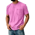 thumbnail image 2 of Qwertyu Men's Cotton T-Shirts Heavy Loose Fit Vintage Washed Tee Unisex Short Sleeve Casual Tee Tops with Pocket Hot Pink 3XL, 2 of 5