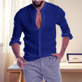 thumbnail image 2 of Mens Casual Long Sleeve Linen Shirts Buttons Down Solid Plain Roll-Up Sleeve Summer Beach Shirts (Size S-5XL), 2 of 4