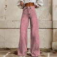 thumbnail image 4 of WTOBBY Women's Fashion Casual Denim Striped Wide Leg Straight Micro-flare Jeans, Retro Style Trousers for Everyday Wear, Comfortable and Trendy Appearance,Pink L, 4 of 7