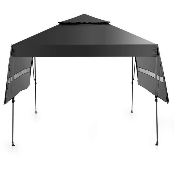 Costway 10'x17.6' Outdoor Instant Pop-up Canopy Tent Dual Half Awnings Adjust Patio Black