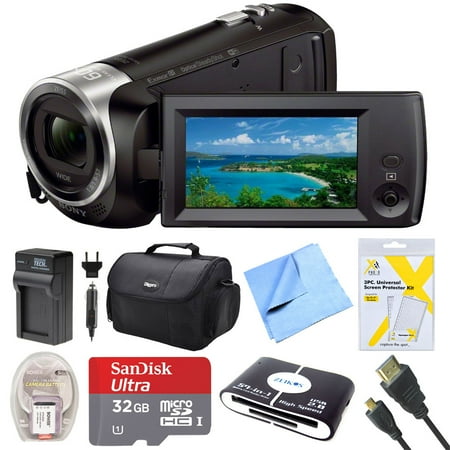 Sony HDRCX440B HDR-CX440B HDR-CX440/B CX440 HD Video Recording Handycam Camcorder Bundle With Deluxe Bag, 32GB MicroSDHC Memory Card, AC/DC Charger, HDMI Cable, Battery Pack, and More