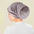 thumbnail image 3 of Fewfanhot Women's Rhinestone Embellished Velvet Turban Hat Pleated Pre-Tied Headscarf for Chemo, Fashion Daily Wear, Special Occasions, 3 of 3