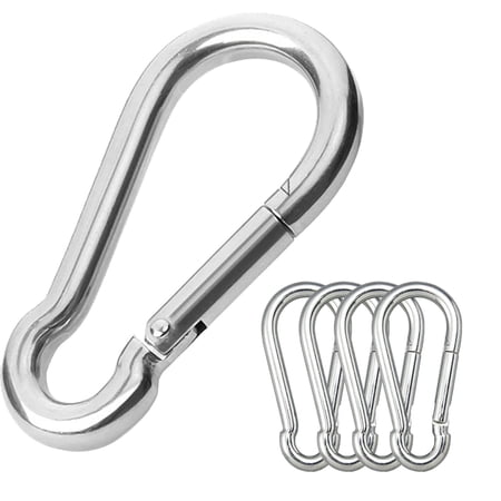 Meng 5PCS D-Shaped Carabiner Clip 3.15 -Stainless Steel Spring Loaded Snap Hook Heavy Duty Keychain Holder for Camping Hiking Backpack Outdoor Tools