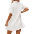 thumbnail image 4 of Summer Short Sleeve Solid Collared Button Down A Line Casual Loose Mini Shirt Dress, 4 of 6
