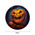 thumbnail image 4 of Unique Halloween Door Decoration;Scary Pumpkin Patterned Door Sign; Wooden Halloween Wreath;Festive Halloween Wall and Door Hangings, 4 of 5