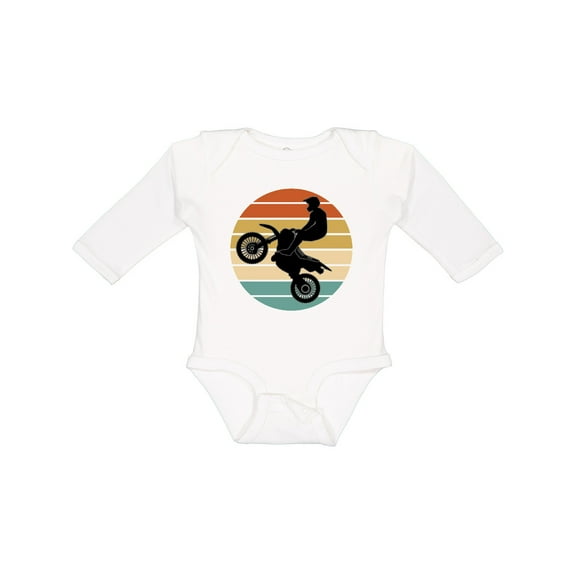 Inktastic Dirt Biking Motocross Retro Boys or Girls Long Sleeve Baby Bodysuit