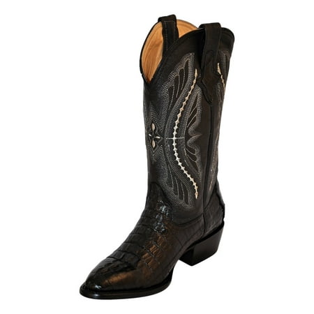 Cognac Caiman Tail - Ferrini Western Boots Mens Cowboy Caiman Tail Croc Black 10311-04
