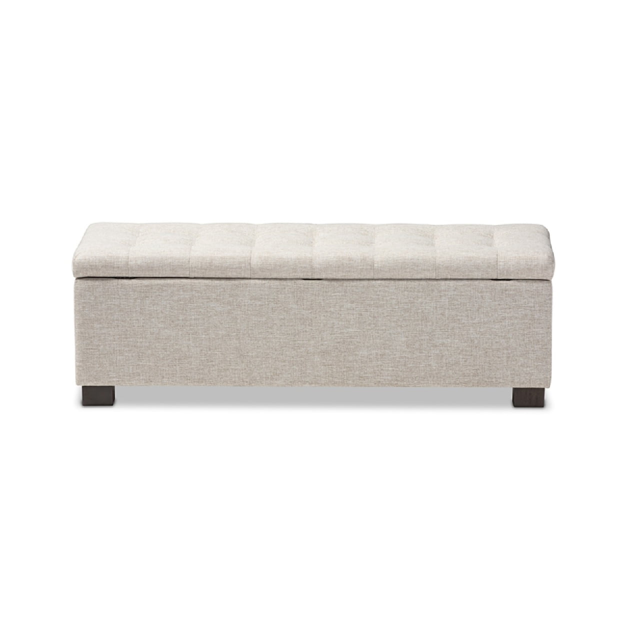 Baxton Studio Roanoke Modern and Contemporary Beige Fabric Upholstered Grid-Tufting Storage Ottoman Bench