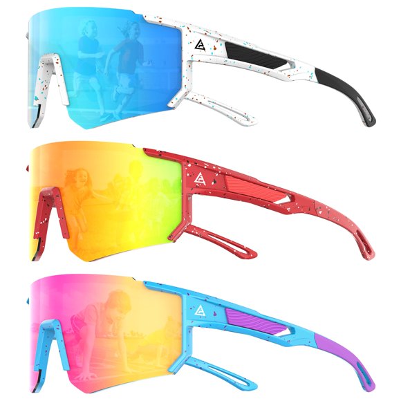 Gafas de Sol para Niños QALLY para Béisbol Juvenil UV400 Edades 4-14 Paquete de 3